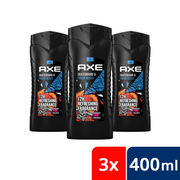 AXE tusfürdő Skateboard&Fresh Roses (3x400 ml)