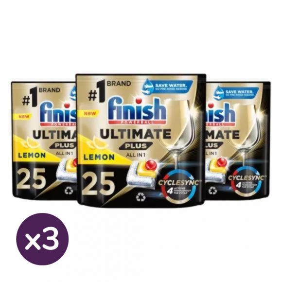 Finish Powerball Ultimate Plus All in 1 mosogatógép-kapszula, lemon (3x25 db)