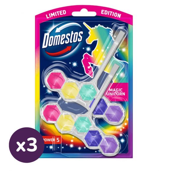 Domestos Power5 WC frissítő blokk, Magic Unicorn (3x2x50 g)