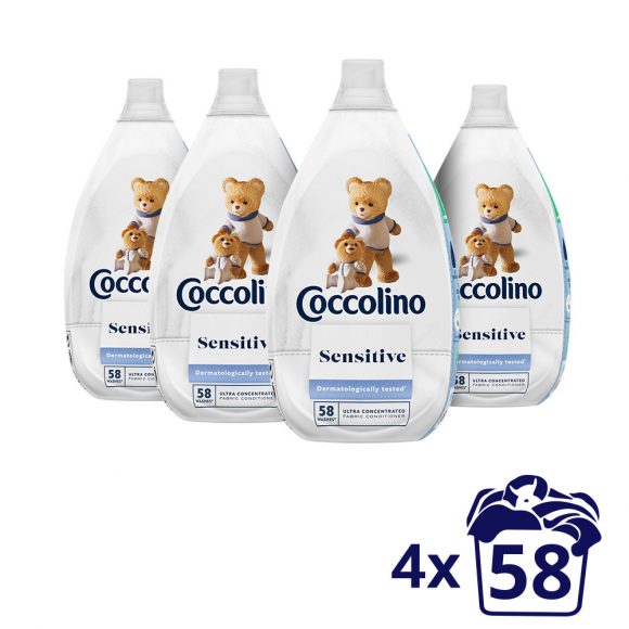 Coccolino Sensitive Pure ultrakoncentrált öblítő 4x870 ml (232 mosás)