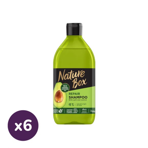 Nature Box Avokádó sampon a regenerált hajért (6x385 ml)