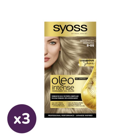 Syoss Color Oleo intenzív olaj hajfesték 8-05 bézsszőke (3x1 db)