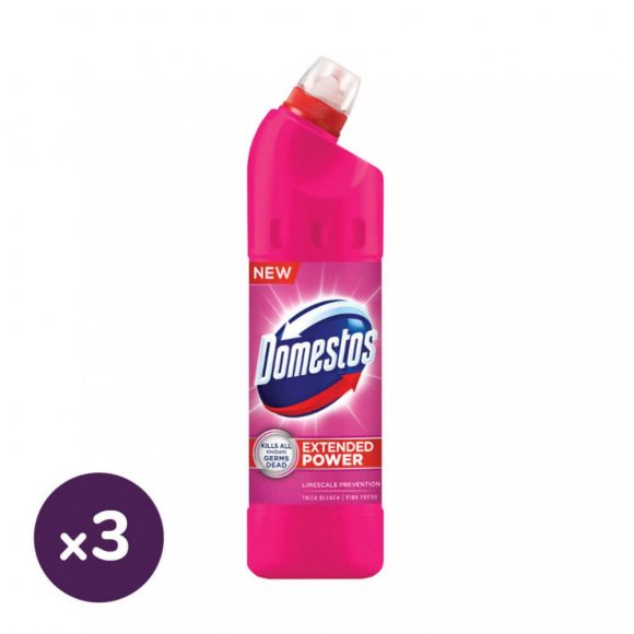 Domestos Extended Power fertőtlenítő hatású folyékony tisztítószer, pink (3x750 ml)