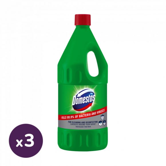 Domestos Extended Power Pine fertőtlenítő 3x2 liter + AJÁNDÉK Vileda törlőkendő