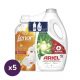 Ariel + Lenor mosási csomag: Ariel Extra Clean folyékony mosószer 5x1,7 liter (170 mosás) + Lenor Orchid & Vanila öblítő 5x0,7 l (140 mosás)