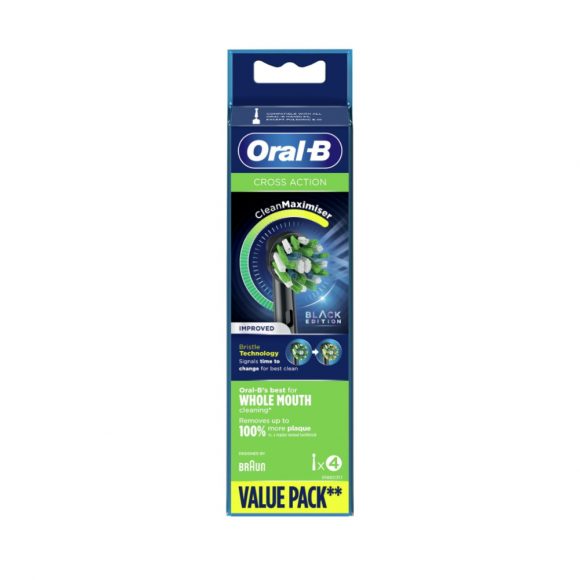 Oral-B CrossAction Fekete fogkefefej CleanMaximiser Technológiával (4 db)
