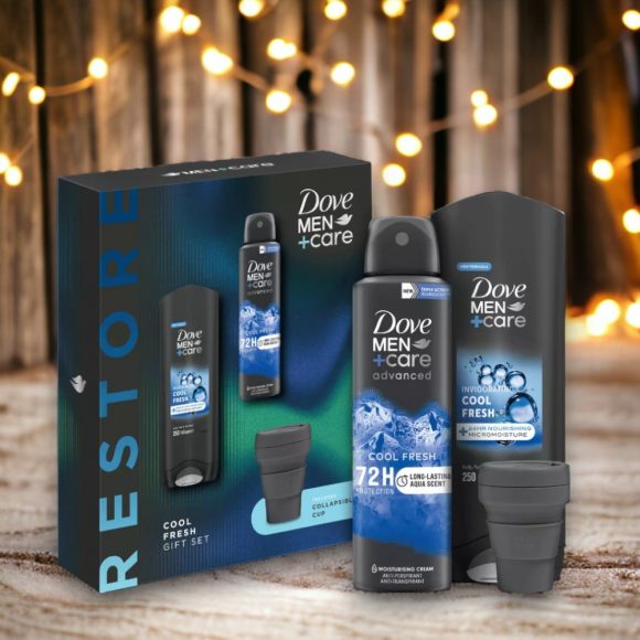Dove Men + Cool Fresh ajándékcsomag hordozható thermo pohárral	