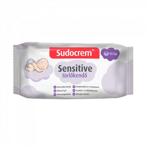 Sudocrem Sensitive nedves törlőkendő 55 db