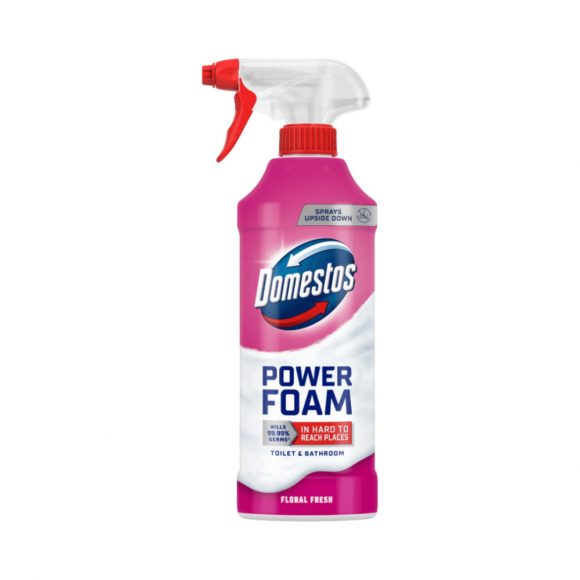 Domestos Power Foam WC és fürdőszoba tisztító hab, Floral Fresh (435 ml)